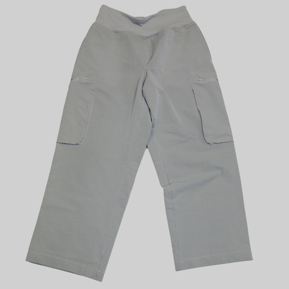 Sage Collective Women Sage Green Seersucker Cargo Hiking Pants Cropped Wide S